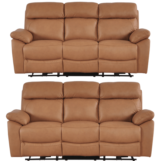 Dandrea Genuine Leather Caramel Electric Power Recliner 3+3 Seater Sofa Set - Furniture Instore