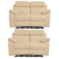 Dandrea Genuine Leather Cream Electric Recliner 2+2 Seater Sofa Set