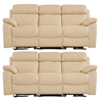 Dandrea Genuine Leather Cream Electric Recliner 3+3 Seater Sofa Set