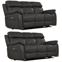 Dandrea Genuine Leather Grey Electric Recliner 3+3 Seater Sofa Set