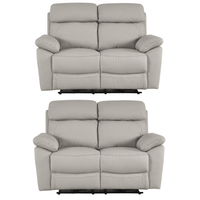 Dandrea Light Grey Genuine Leather Recliner 2+2 Sofa Set