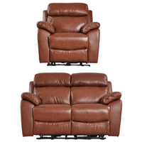 Dandrea Tan Genuine Leather Electric Recliner 2+1 Sofa Set