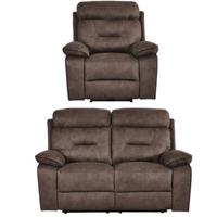 Foster Brown Fabric Electric Recliner 2+1 Seater Sofa Set