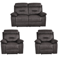 Foster Dark Grey Fabric Electric Recliner 2+1+1 Seater Sofa Set