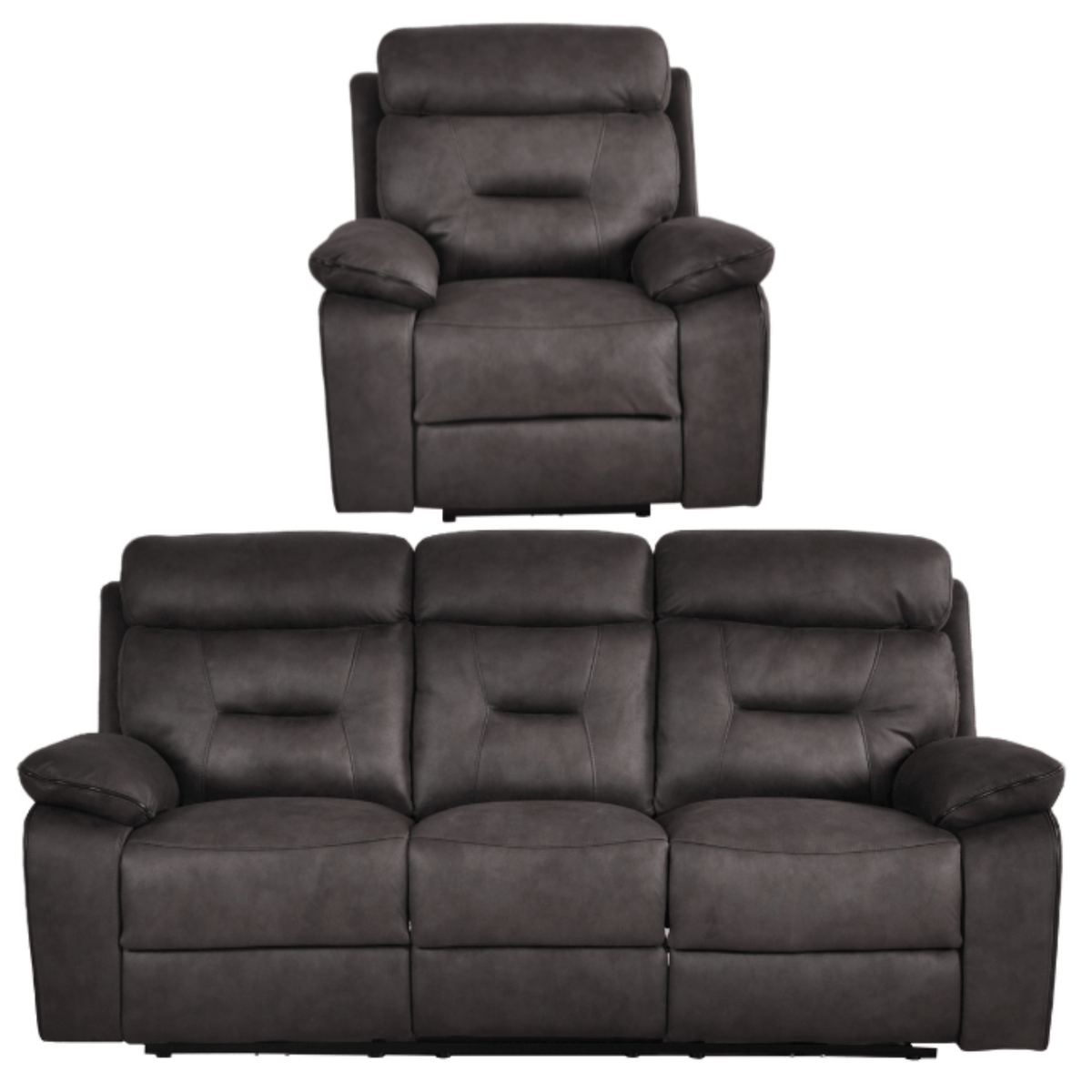 Foster Grey Fabric Electric Recliner 3+1 Seater Sofa Set