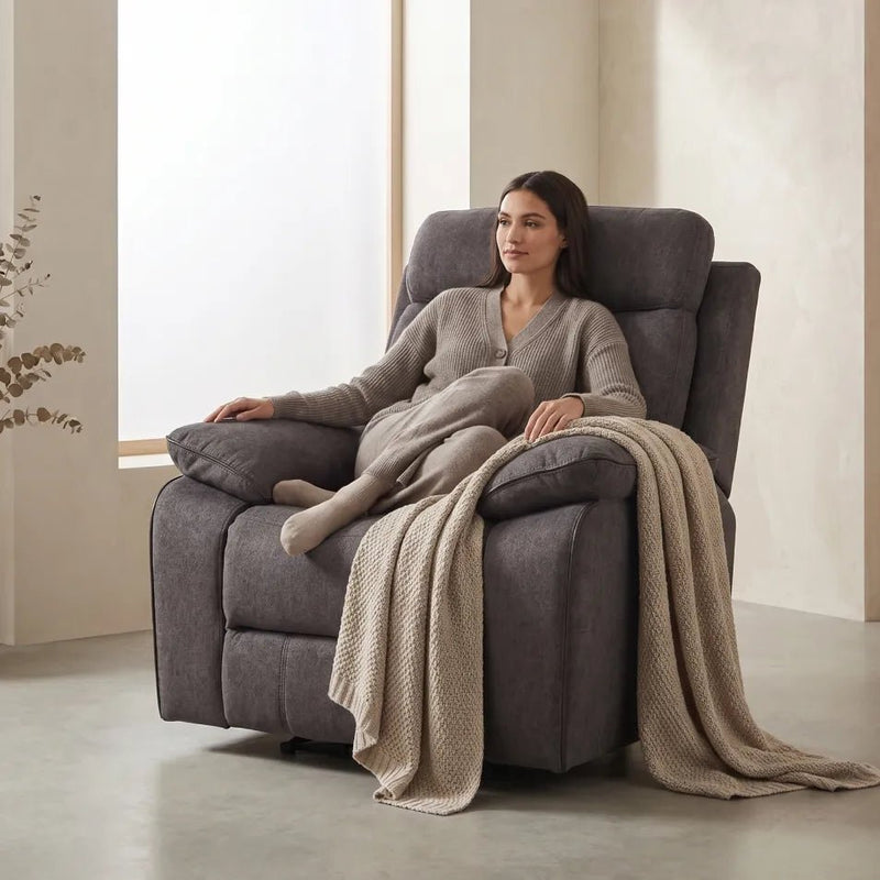 Foster dark grey fabric electric recliner armchair