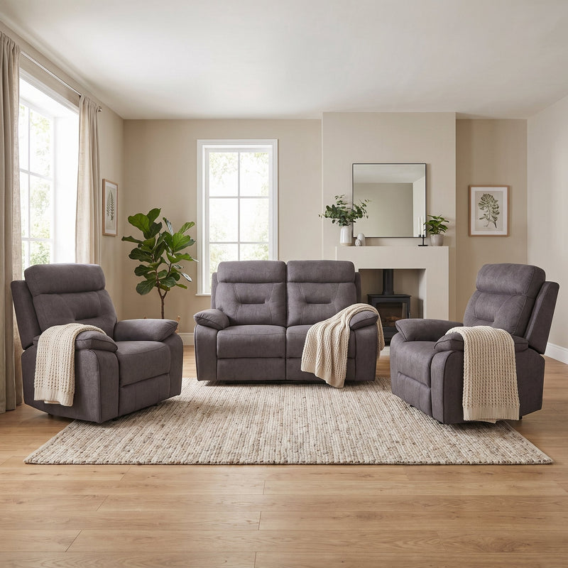 Foster Grey Fabric Electric Recliner 2+1+1 Seater Sofa Set - Furniture Instore
