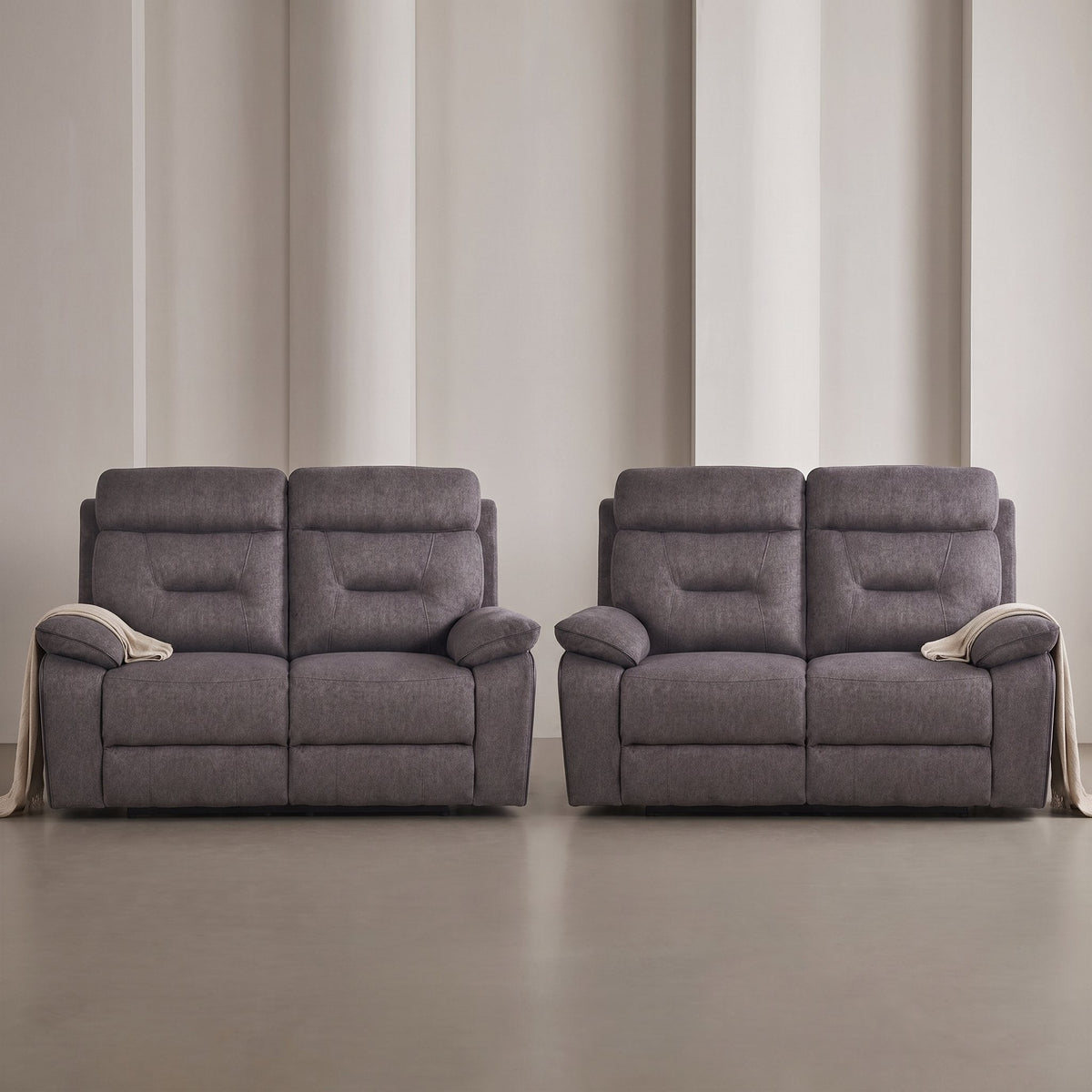 Foster Grey Fabric Electric Recliner 2+2 Seater Sofa Set - Furniture Instore