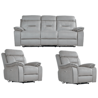 Foster Light Grey Fabric Electric Recliner 3+1+1 Sofa Set