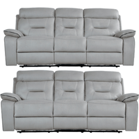Foster Light Grey Fabric Electric Recliner 3+3 Sofa Set
