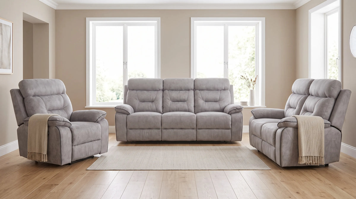 Foster Grey Fabric Electric Recliner 2+1+1