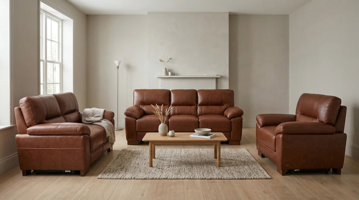 Dalmore genuine leather tan 3+1+1 sofa set