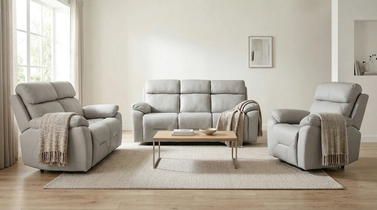 Renato cream leather recliner 3+1+1 sofa set