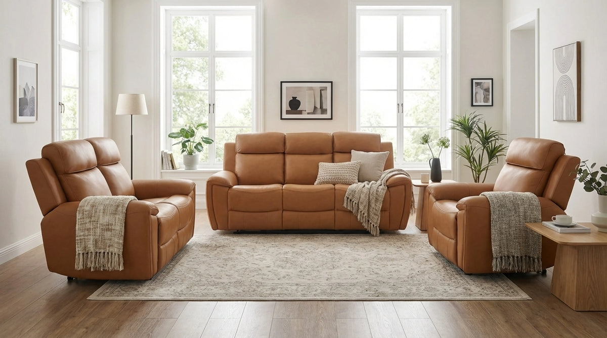 Annecy caramel leather recliner 3+1+1 sofa