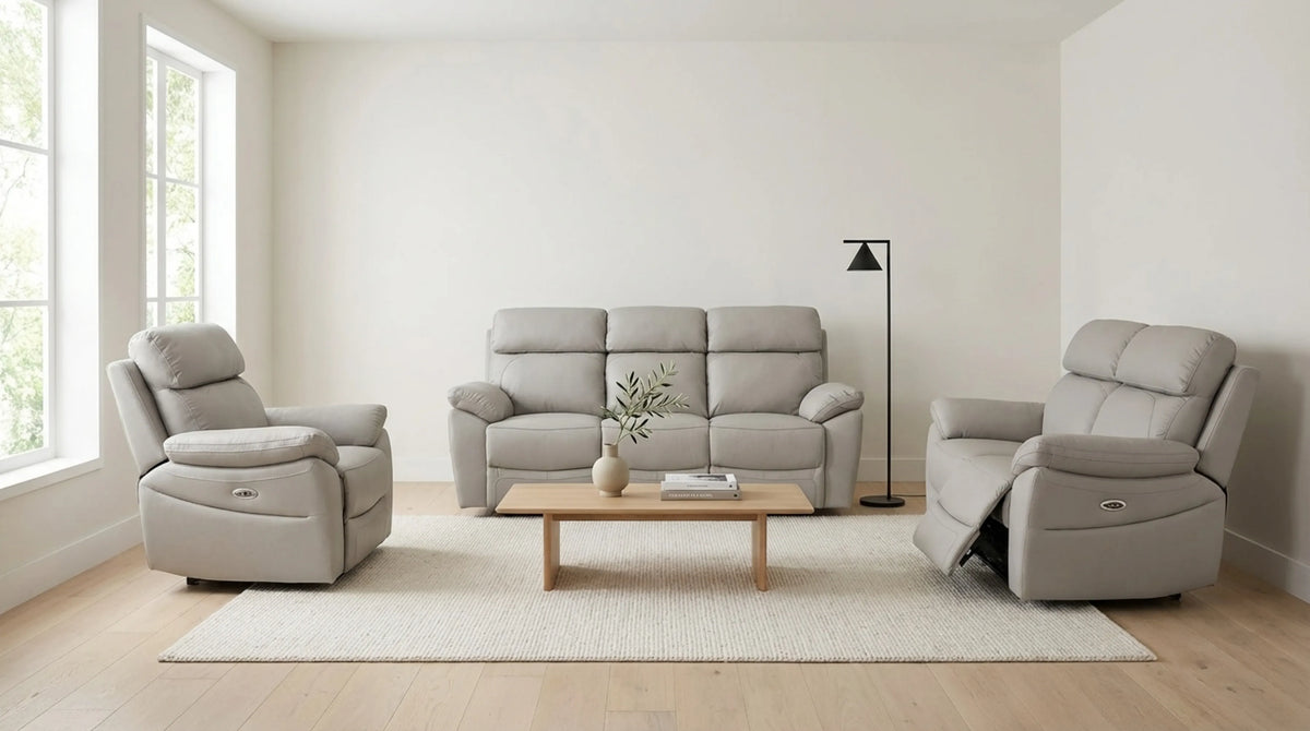 Dandrea light grey recliner 3+1+1 sofa set
