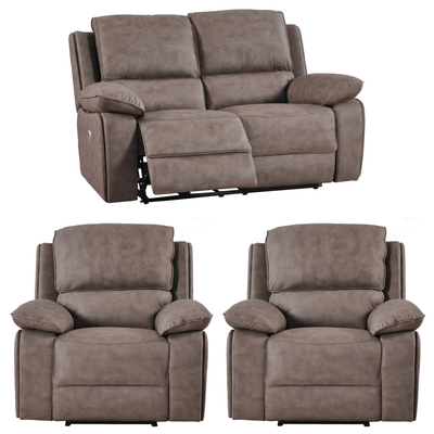Maple Brown Suede Electric Recliner 2+1+1 Sofa Set