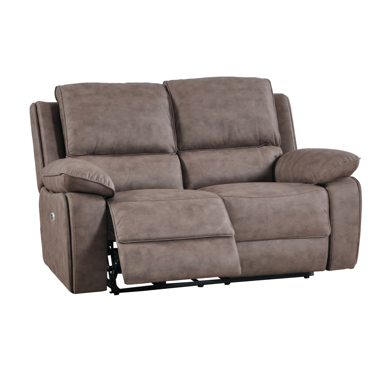 Maple Brown Suede Fabric Electric Recliner 2 Seater Sofa - view 2 - Furniture Instore