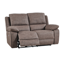 Maple Brown Suede Fabric Electric Recliner 2 Seater Sofa