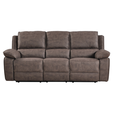 Maple Brown Suede Fabric Electric Recliner 3 Seater Sofa