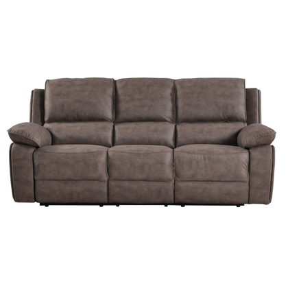 Maple Brown Suede Fabric Electric Recliner 3 Seater Sofa - Furniture Instore
