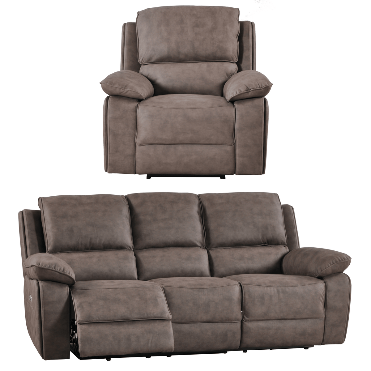 Maple Brown Suede Recliner 3+1 Sofa Set - Furniture Instore