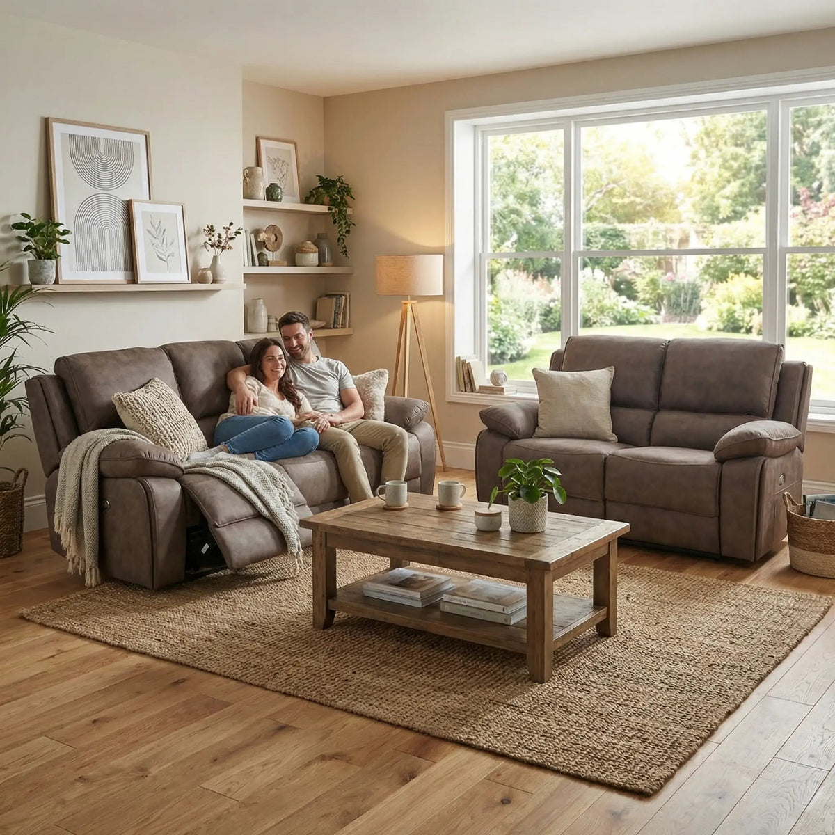 Maple Brown Suede Recliner 3+2 Sofa Set - view 2 - Furniture Instore