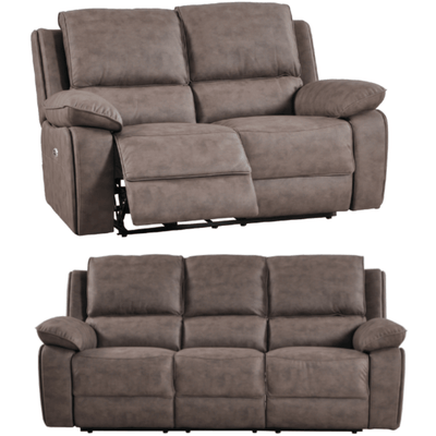 Maple Brown Suede Recliner 3+2 Sofa Set