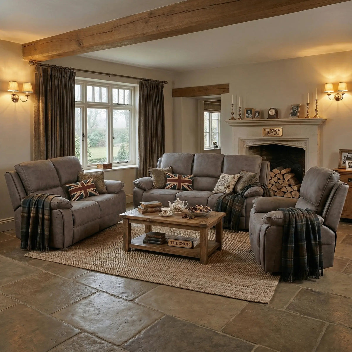 Maple Brown Suede Electric Recliner 3+2+1 Sofa Set - view 4 - Furniture Instore