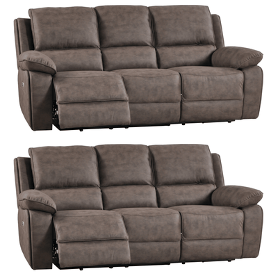 Maple Brown Suede Fabric Electric Recliner 3+3 Seater Sofa