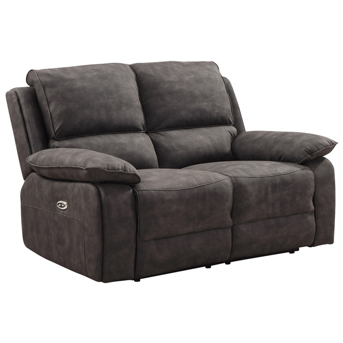 Maple Grey Suede Fabric Electric Recliner 2 Seater Sofa - Furniture Instore