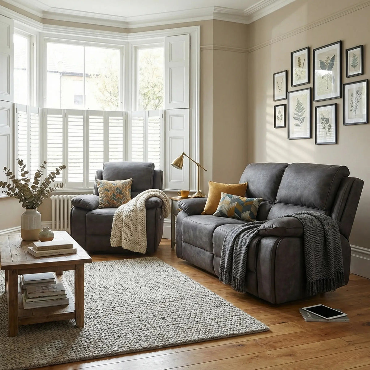 Maple Grey Suede Electric Recliner 2+1 Sofa Set - view 4 - Furniture Instore
