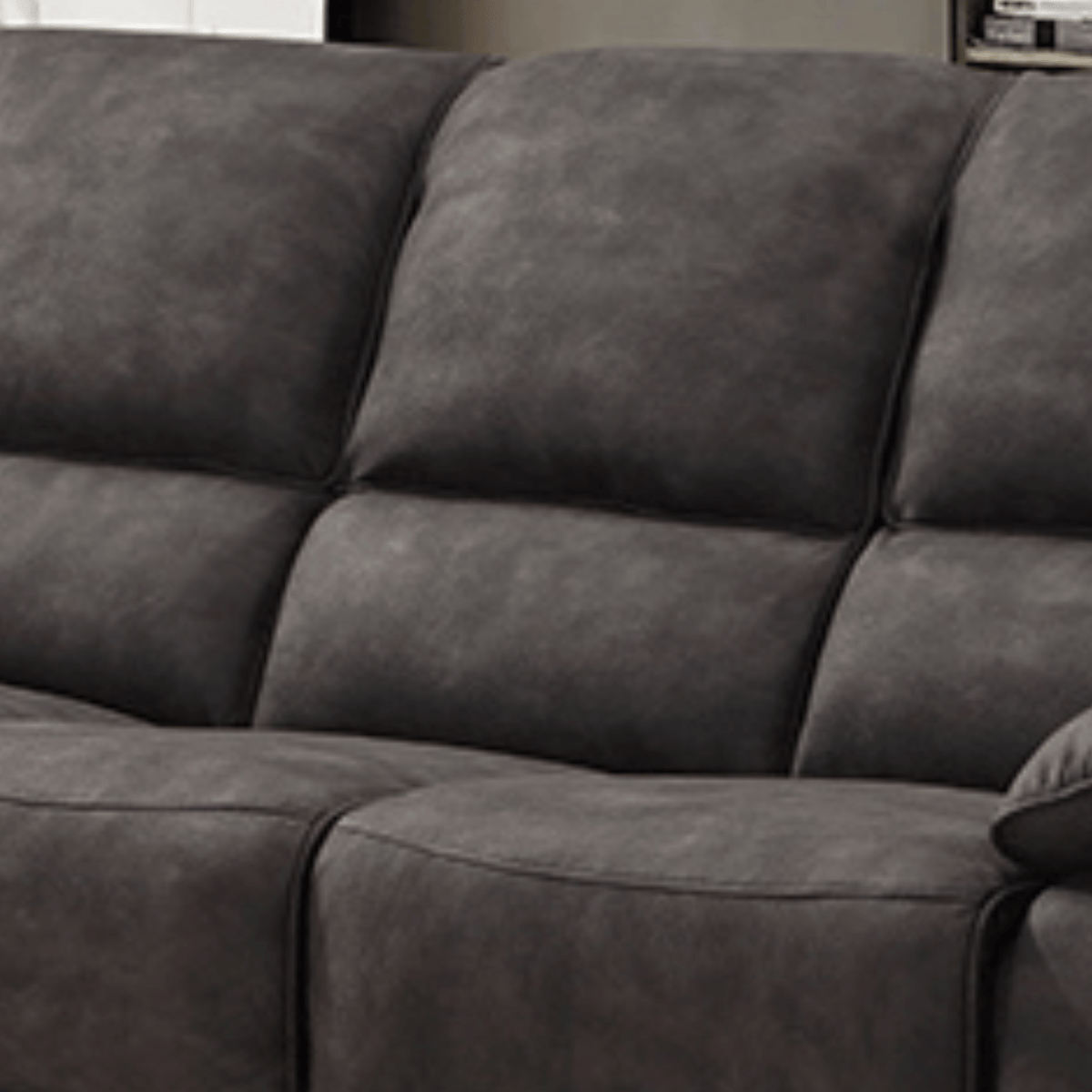Maple Grey Suede Fabric Electric Recliner 3 Seater Sofa - view 2 - Furniture Instore