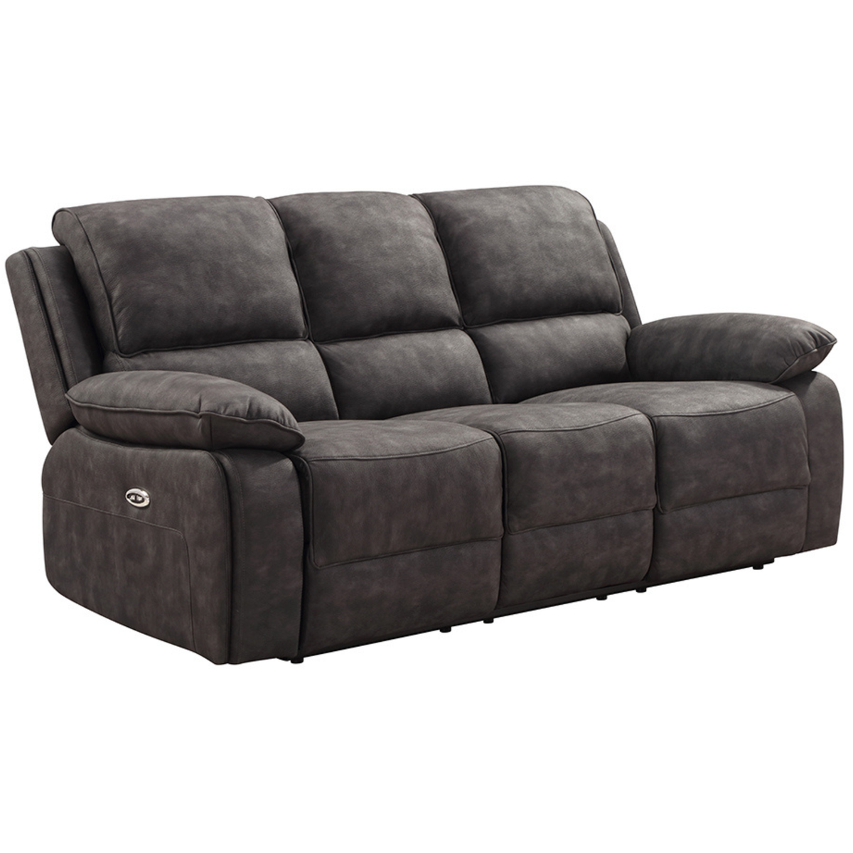 Maple Grey Suede Fabric Electric Recliner 3 Seater Sofa - Furniture Instore