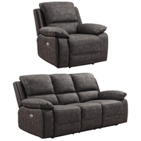 Maple Grey Suede Fabric Electric Recliner 3+1 Seater Sofa