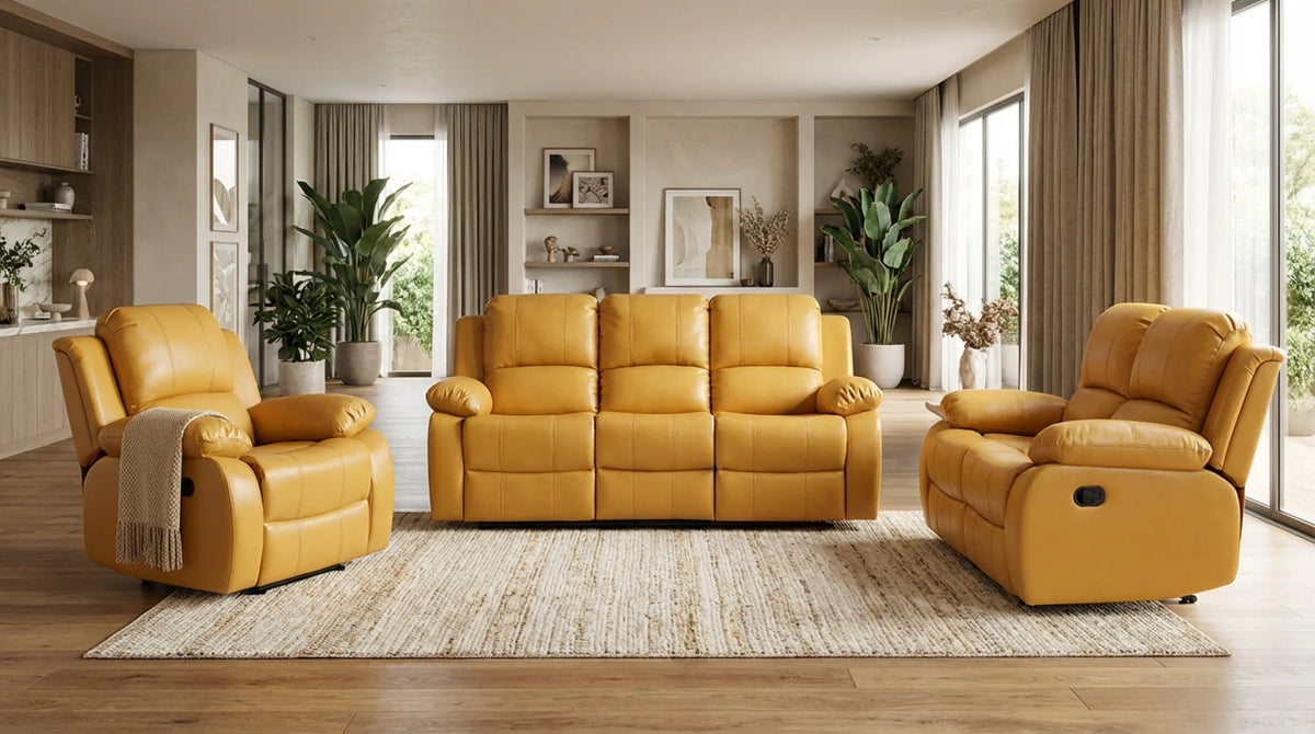 Valencia Mustard Leather Manual Recliner 3 