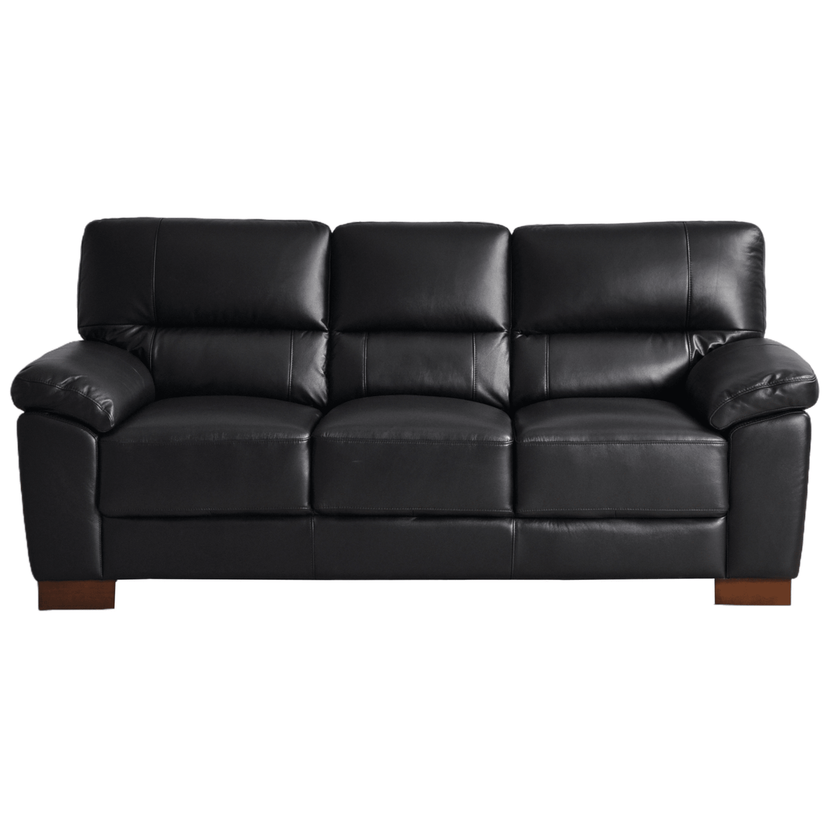 Black leather sofa on a white background