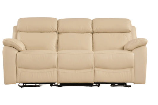 Outlet Dandrea Genuine Leather Cream Electric Power Recliner 3 Seater Sofa - Furniture Instore