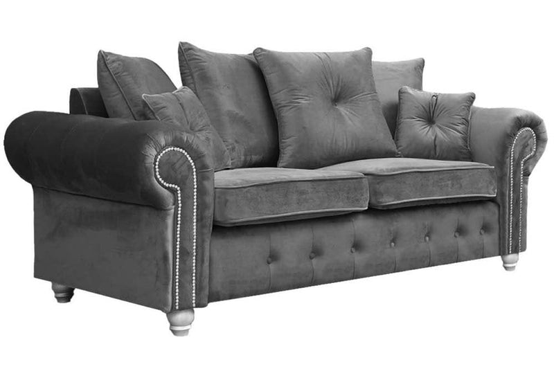 Outlet Olympia Grey Fabric Velvet 3 Seater Sofa - Furniture Instore