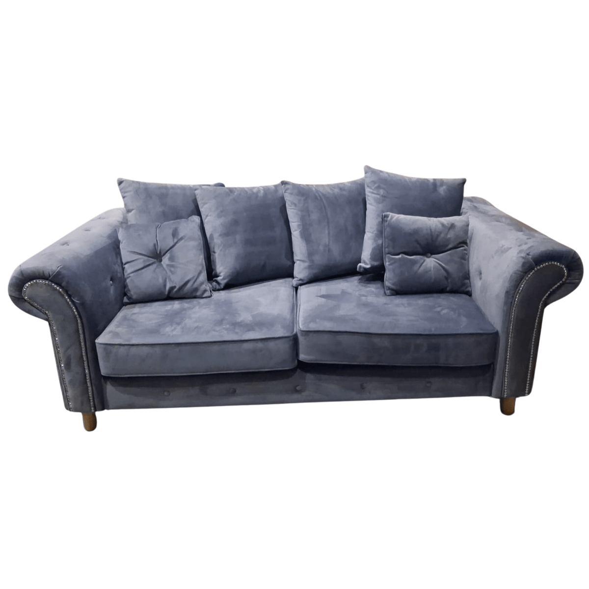 Outlet Olympia Grey Fabric Velvet 3 Seater Sofa - Furniture Instore