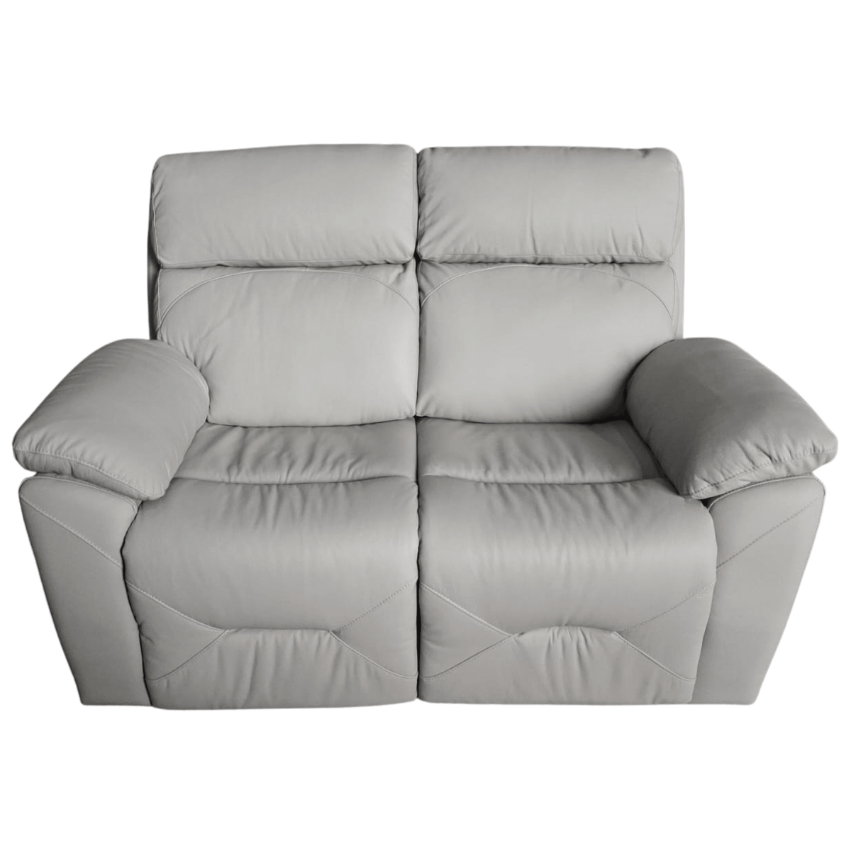 Outlet Renato Genuine Leather Light Grey Electric Power Recliner 2 Seater Sofa - Furniture Instore