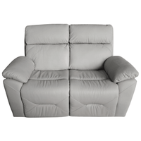 Outlet Renato Genuine Leather Light Grey Electric Power Recliner 2 Seater Sofa - Furniture Instore