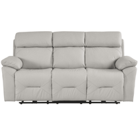 Outlet Renato Genuine Leather Light Grey Electric Power Recliner 3 Seater Sofa - Furniture Instore