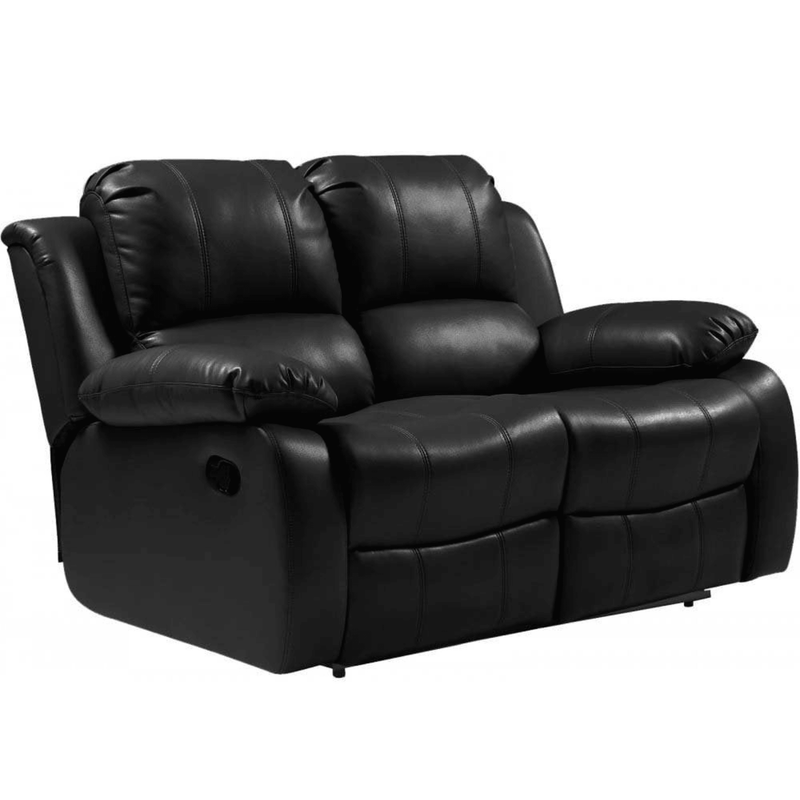 Outlet Valencia Black Leather Manual Recliner 2 Seater Sofa - Furniture Instore