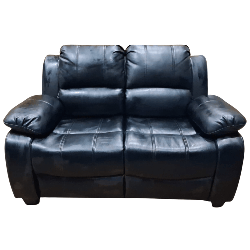 Black leather sofa on a white background