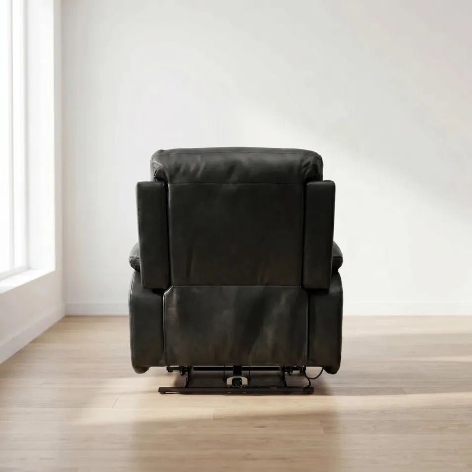 Renato Black Leather Electric Recliner Chair