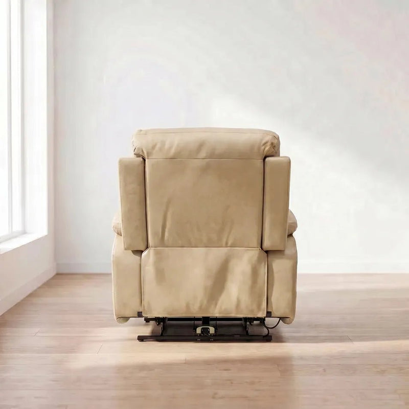 Renato Cream Genuine Leather Power Recliner Chair - view 4 - Furniture Instore