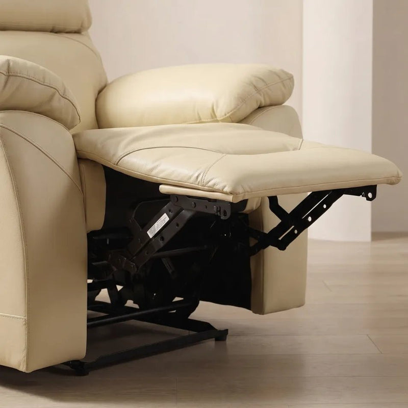 Renato Cream Genuine Leather Power Recliner Chair - view 3 - Furniture Instore