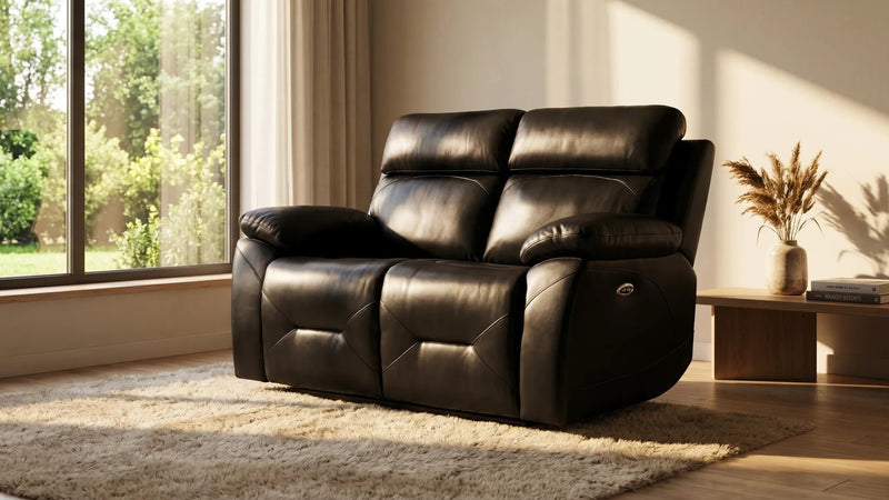Renato Genuine Leather Black Electric Power Recliner 2 Seater - view 8 - Furniture Instore