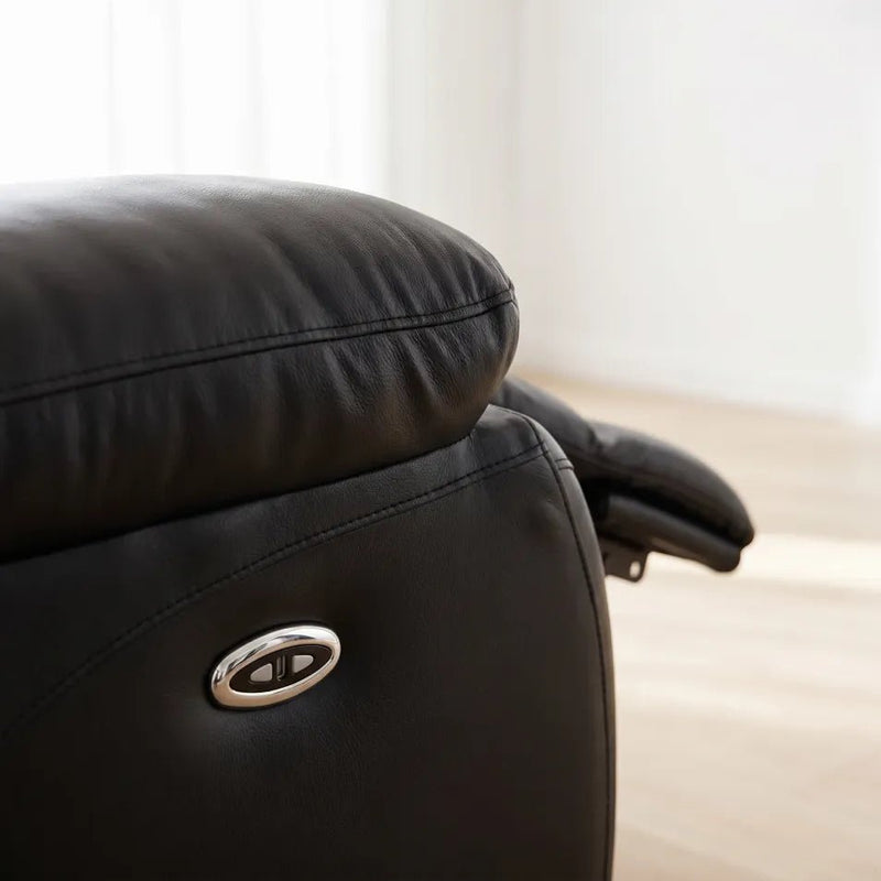 Renato Genuine Leather Black Electric Power Recliner 2 Seater - view 5 - Furniture Instore