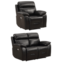 Renato Genuine Leather Black Electric Recliner 2+1 Seater Sofa Set